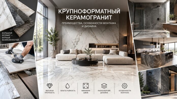 Крупноформатный керамогранит: преимущества, монтаж и дизайн интерьера