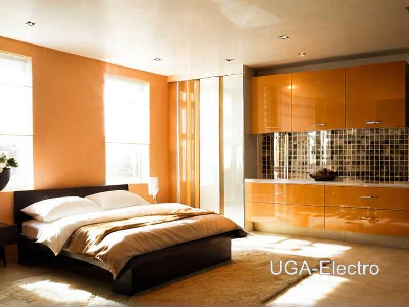 Монтаж натяжного потолка с фотопечатью и оптоволокном